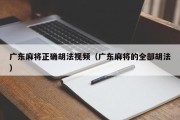 广东麻将正确胡法视频（广东麻将的全部胡法）