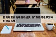 番禺哪里有电子游戏机卖（广东番禺电子游戏机批发市场）