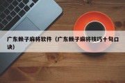 广东赖子麻将软件（广东赖子麻将技巧十句口诀）