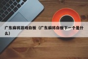 广东麻将游戏白板（广东麻将白板下一个是什么）
